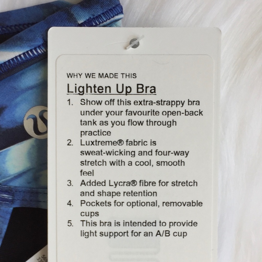 NWT lululemon lighten up bra blue white MIMU - Picture 2 of 4